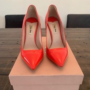 Miu Miu Red "Lacca" glitter sole heels- 38.5